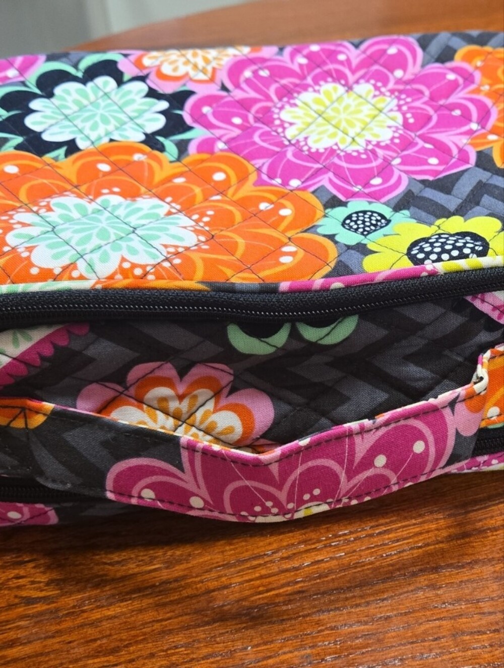 Vera Bradley Quilted Floral Cosmetic Case - Black, Orange, Pink, Yellow
